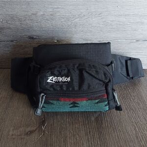 Vintage 90s Z-Kreation Aztec Print Fanny Pack With Bottle Holders